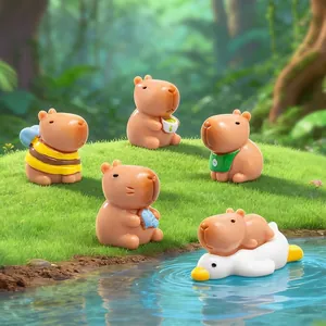 Cute Capybara Resin figurines Micro Landscape Miniature Garden Ornaments Cartoon Animal Statue For DIY Crafts Desk Decor