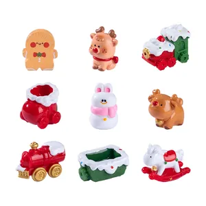 Collection of 9 Christmas micro-landscape miniatures featuring reindeer snowman and sleigh