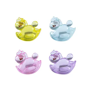 A set of 4 colorful translucent resin rocking horse figurines for DIY micro landscape decoration