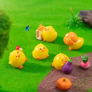 Set of miniature farm chicken figurines for DIY micro-landscape garden and car decor
