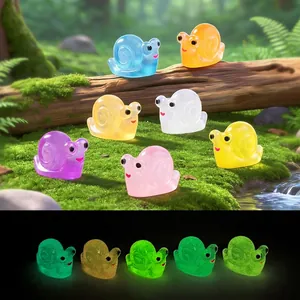 Luminous Mini Snail Figurine Resin Miniature Landscape Ornaments Colorful Glow In Dark Snail Doll Garden DIY Accessories