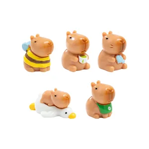 Set of 5 cute capybara resin figurines for gardening micro landscape and DIY home decor