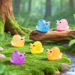 Set of colorful glow-in-the-dark snail figurines for micro-landscape DIY garden decor