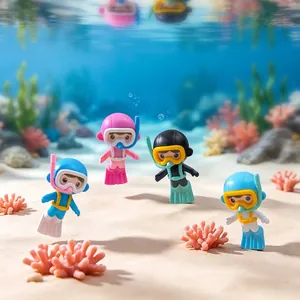 Mini Diver Figurine PVC Micro Landscape Decoration DIY Cartoon Couple Figures For Aquarium Fish Tank Decor Home Desk Ornament
