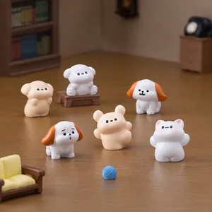 Cute dancing puppy and kitten miniature figurines for DIY dollhouse and desktop decor
