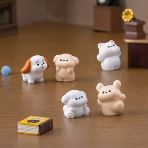 Cute miniature dancing cat and dog figurines for dollhouse DIY and micro landscape decor