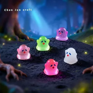 Set of five colorful luminous miniature ghost figurines for DIY micro-landscape decoration