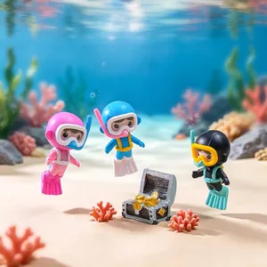 Creative miniature diver figurines set for DIY ocean landscape and fish tank decor