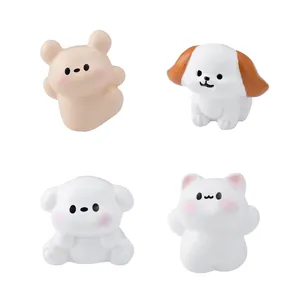 Set of four cute miniature animal figurines for dollhouse and desk decoration.