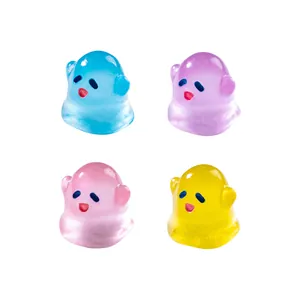 Set of four colorful luminous mini ghost figurines for DIY desktop landscape decoration