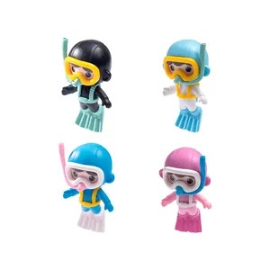 Set of 4 creative mini diver figurines for micro landscape and DIY ocean aquarium decor