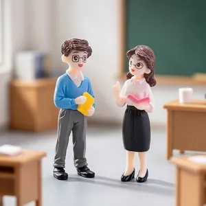 Handcrafted miniature teacher figurines for micro landscape and DIY dollhouse desk decor