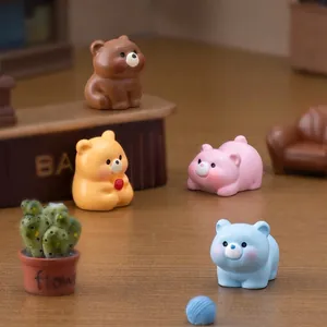 Set de lindas figuritas de osos de resina para decoración de casas de muñecas DIY