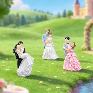 Figurines de Couple de Mariage en Miniature en Résine Ornements Romantiques pour Micro Paysage DIY Maison de Poupée Décor Bureau