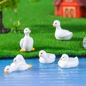 Cute miniature white duck figurines for garden DIY and micro landscape decoration
