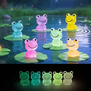 Luminous Smiling Frog Micro Landscape DIY Resin Miniature Figurine For Garden Pond Decor Cartoon Animal Ornament Craft Gift
