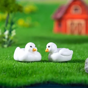 Adorable white chubby duck figurines for miniature garden DIY landscape decor