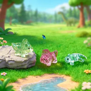 Mini figurines de dinosaures et axolotls en résine pailletée pour décoration de jardin