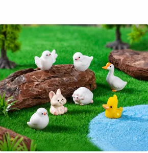Detailed view of cute micro landscape animal figurines for DIY garden decoration