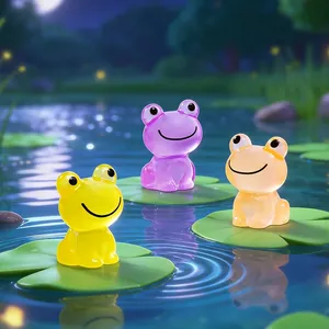 Luminous smiling frog figurines for DIY pond landscape micro-decorations