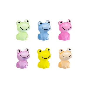 Set of 6 colorful luminous miniature frog figurines for DIY micro landscape decor