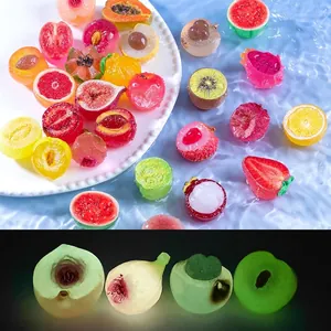 Luminous Mini Fruit Slices Resin Micro Landscape Simulation Papaya Watermelon Mangosteen DIY Decorations Desk Ornaments DIY Accessories