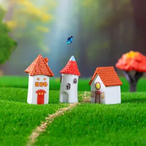 Set of three creative European retro miniature houses for DIY micro-landscape decor
