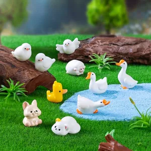 Figurines d'animaux miniatures en résine pour décoration de jardin bricolage