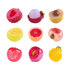 Set of 9 luminous miniature resin fruit slices for DIY crafts and micro landscapes.