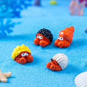Lot de 4 figurines colorées de Bernard-l'ermite en résine pour micro-paysage marin DIY