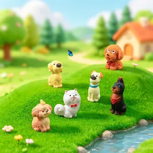 Simpatiche Statuette di Cani in Miniatura per Micro Paesaggio Decorazione Giardino Accessori DIY Cuccioli in Resina Golden Retriever