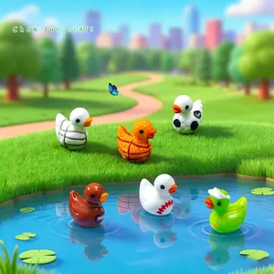 Set de lindas figuras de patos en miniatura con temas deportivos para decoración jardín