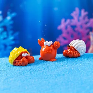 Lot de 3 figurines en résine de bernard-l'ermite et crabe pour décor micro-paysage marin