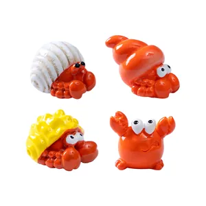 Ensemble de 4 figurines mignonnes de bernard-l'hermite et crabe pour décorations DIY