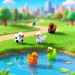 Set de minifiguras de patos deportivos para decoración de jardines de hadas