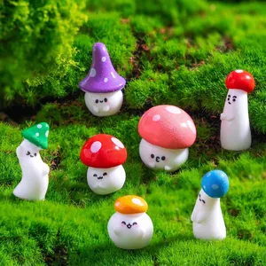 Set mit 7 süßen Mini-Pilzen aus Harz für DIY-Feengarten-Landschaftsbau
