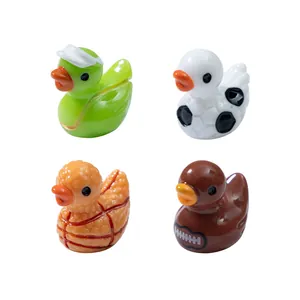 Juego de 4 lindas figuras de patos deportivos en miniatura para jardinería DIY