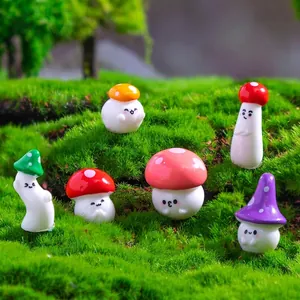 Set mit 6 süßen bunten Pilzfiguren für DIY-Feengarten und Miniaturlandschaft-Deko