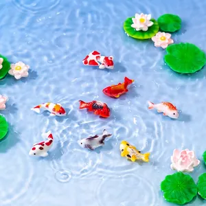 Miniature Colorful Koi Fish Resin Figurines Micro Landscape Aquarium Pond Decor DIY Garden Fairy Ornaments Japanese Style Accessories