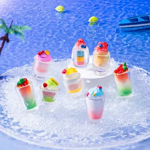 Set of colorful miniature rainbow ice cream charms for DIY crafts and micro-landscape