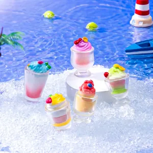 Miniature summer rainbow ice cream resin charms for DIY decoration and micro landscape