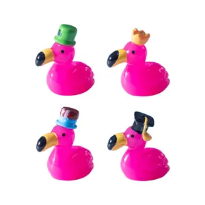 Set of 4 miniature flamingo figurines with unique hats for DIY garden landscaping