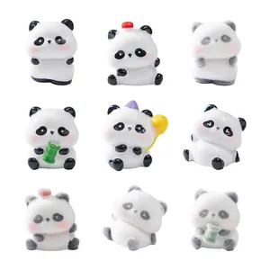 Set of 9 cute miniature panda figurines for DIY micro landscape decor