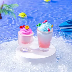 Miniature summer rainbow ice cream food play models for DIY crafts and micro landscape decoration