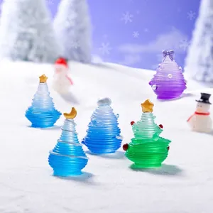 Figurines de mini sapins de Noël lumineux en fil tiré pour décor de neige DIY
