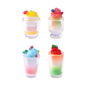 Set of colorful miniature rainbow ice cream parfait cups for DIY crafts and decor
