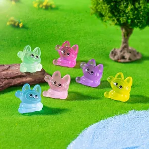 Set of mini luminous cartoon cat figurines for DIY miniature landscape garden decor