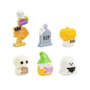 Miniature Halloween figurines set with mummy gnome and ghost for micro-landscape decor