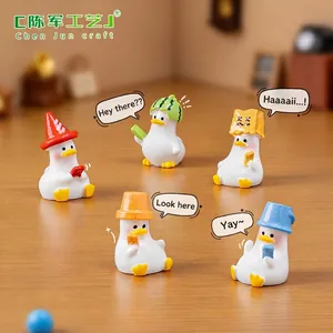 Mini Harz Ente Figur Mikrolandschaft Dekorationen Süße Wassermelone Ente Schreibtisch Ornament Für Puppenhaus DIY Zubehör