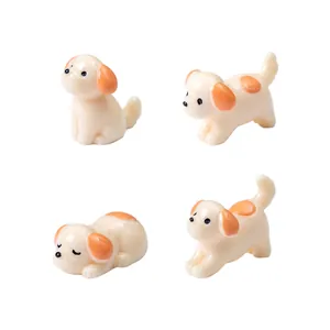 Set of 4 cute miniature dog figurines for DIY micro landscape garden decor